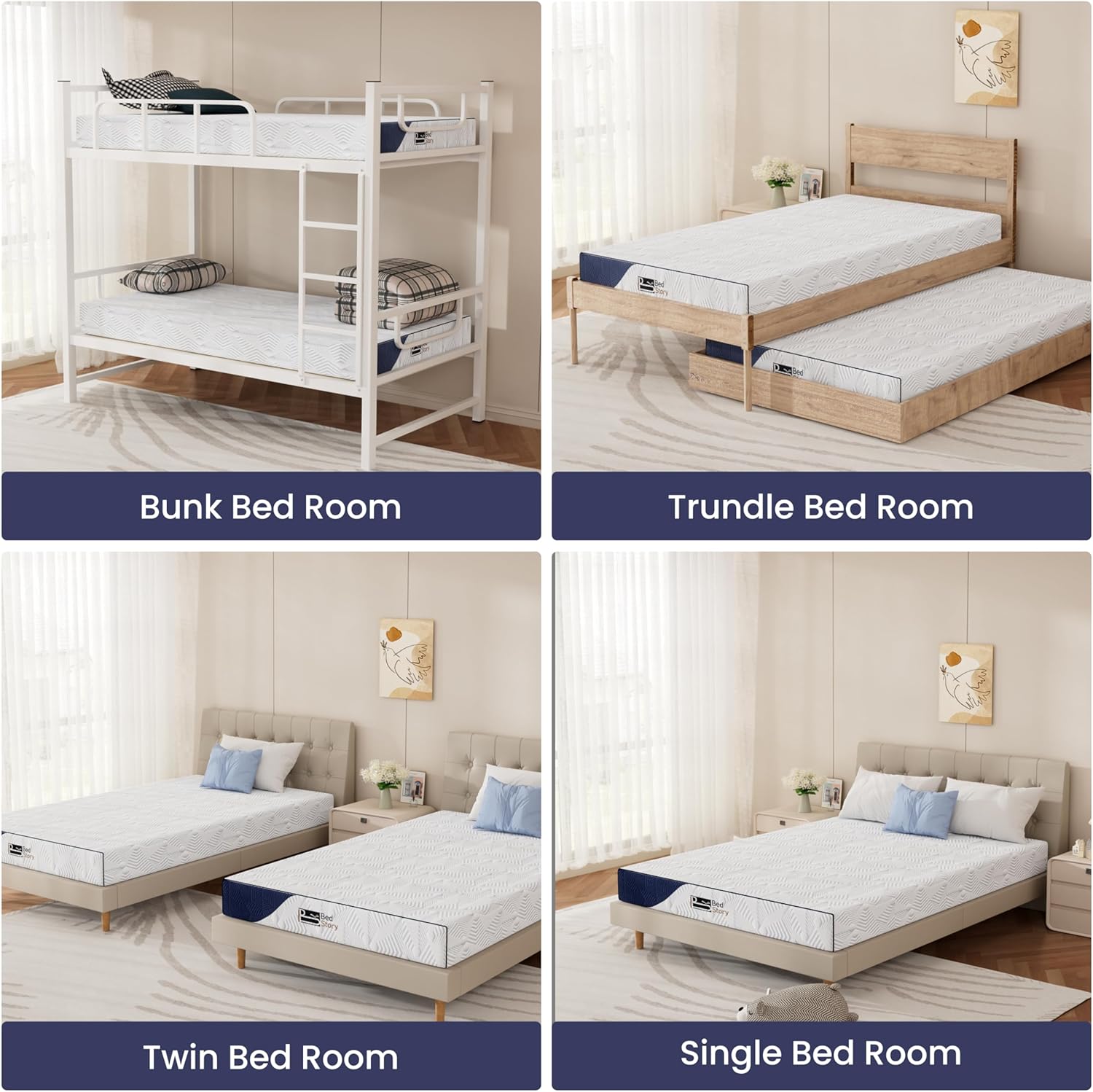 BedStory  Pressure Relief & Cool Sleep Matelas with Washable Cover