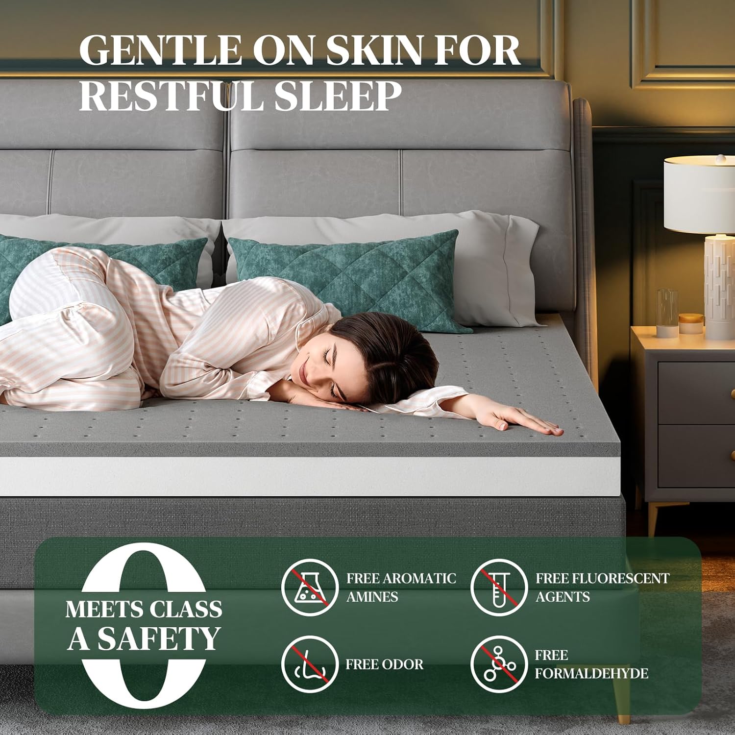 BedStory Gel Memory Foam with Bamboo Charcoal Topper