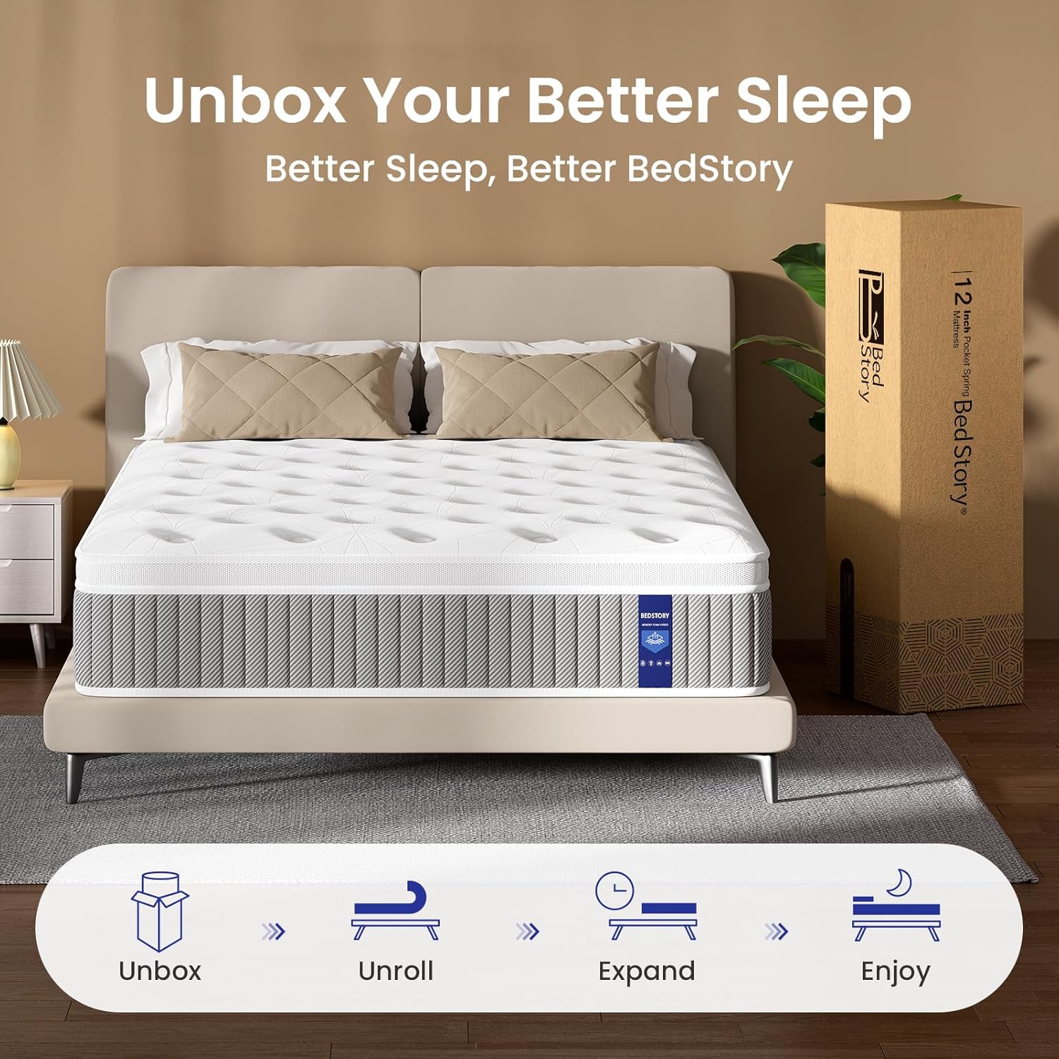 BedStory Individual Pocket Springs Mattress for Pain Relief